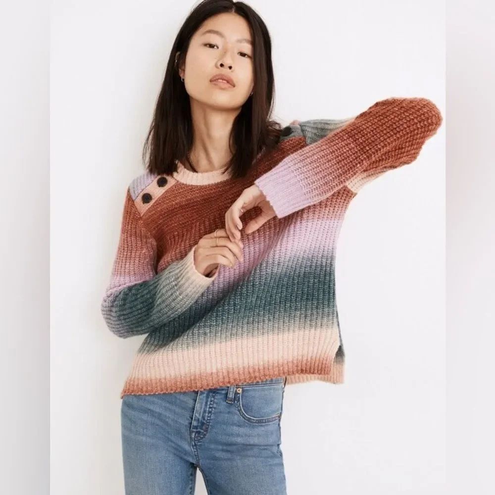 Madewell Space-Dyed Button-Shoulder Pullover Sweater